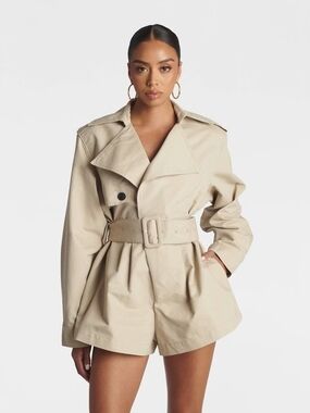 KBB By Kahlana Trench Romper  with Belt